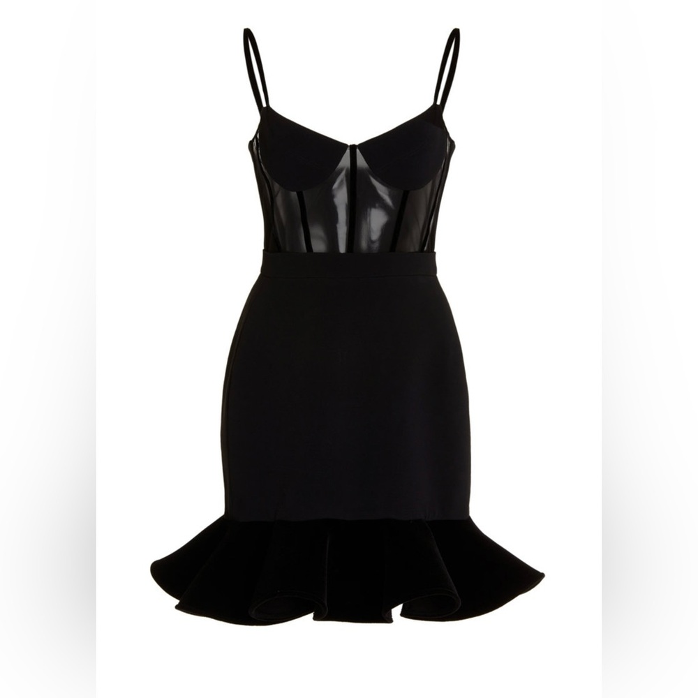 NWOT David Koma Black Mini Ruffle-Hem Dress UK 10 US 6 - Picture 3 of 7